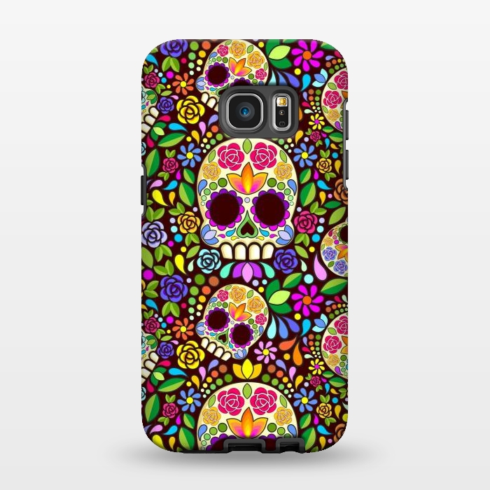 Galaxy S7 EDGE StrongFit Sugar Skull Floral Naif Art Mexican Calaveras by BluedarkArt