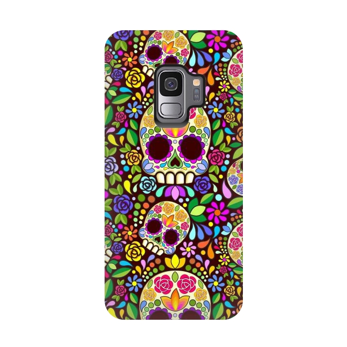 Galaxy S9 StrongFit Sugar Skull Floral Naif Art Mexican Calaveras by BluedarkArt