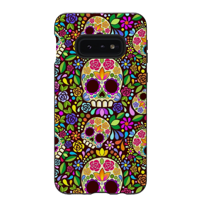 Galaxy S10e StrongFit Sugar Skull Floral Naif Art Mexican Calaveras by BluedarkArt