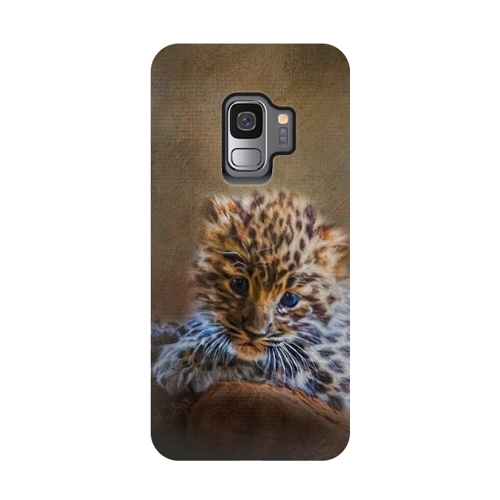 Galaxy S9 StrongFit Cute painting amur leopard cub by Simone Gatterwe