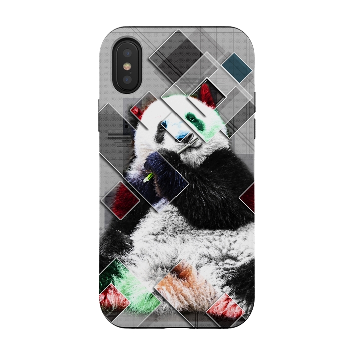 iPhone Xs / X StrongFit Cute colorful collage Panda by Simone Gatterwe