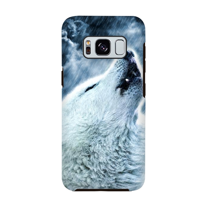 Galaxy S8 StrongFit A howling wolf in the rain by Simone Gatterwe