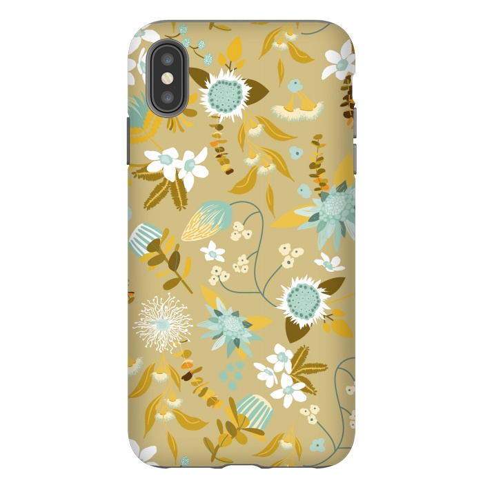 iPhone Xs Max StrongFit Stylized Australian Florals in Blue and Cream by Paula Ohreen