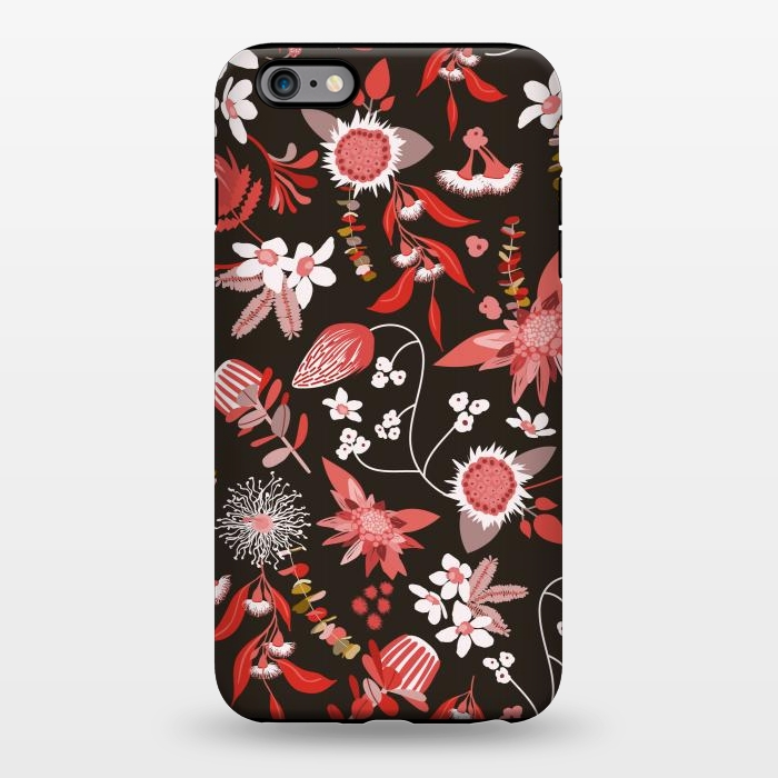 iPhone 6/6s plus StrongFit Stylized Australian Florals in Brown and Pink by Paula Ohreen