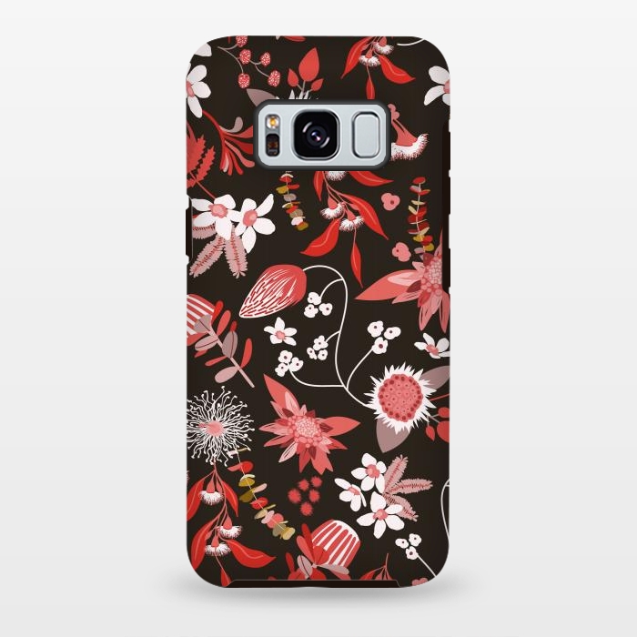 Galaxy S8 plus StrongFit Stylized Australian Florals in Brown and Pink by Paula Ohreen