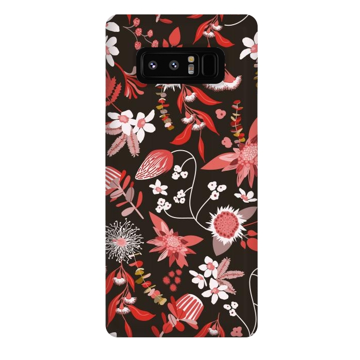 Galaxy Note 8 StrongFit Stylized Australian Florals in Brown and Pink by Paula Ohreen