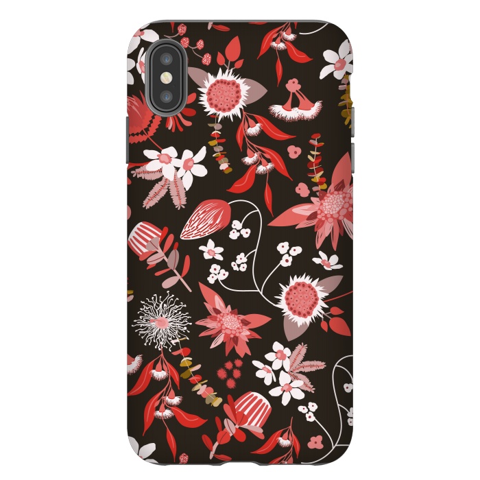 iPhone Xs Max StrongFit Stylized Australian Florals in Brown and Pink by Paula Ohreen