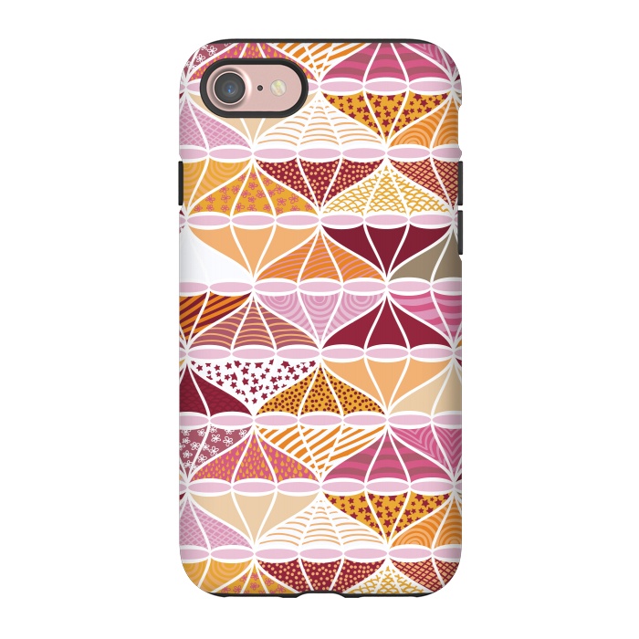 iPhone 7 StrongFit April Showers Bring Brollies - Pink and Orange by Paula Ohreen