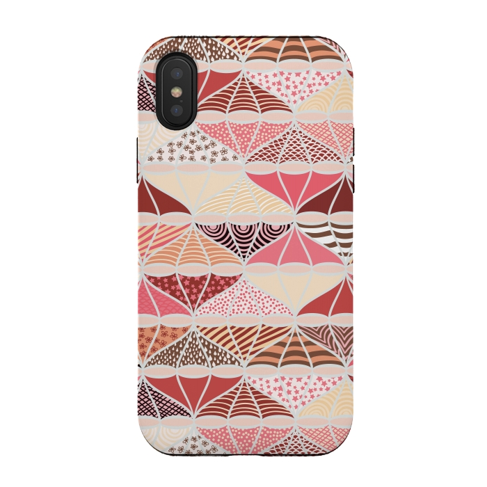 iPhone Xs / X StrongFit April Showers Bring Brollies - Pink and Cream by Paula Ohreen