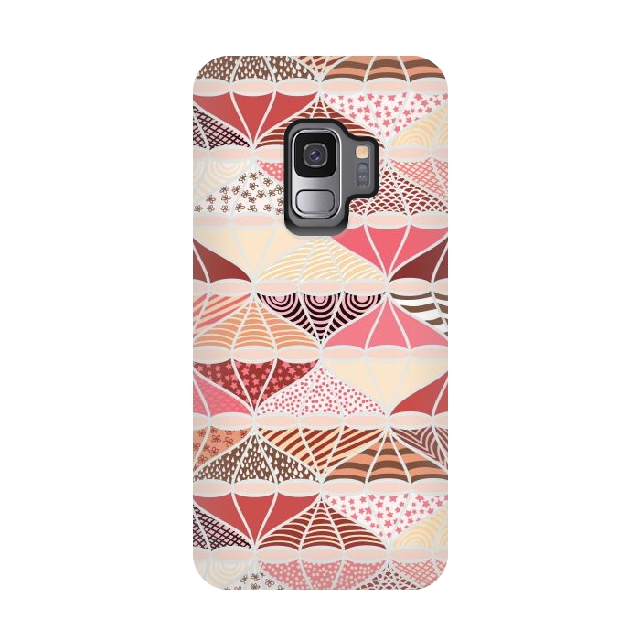 Galaxy S9 StrongFit April Showers Bring Brollies - Pink and Cream by Paula Ohreen