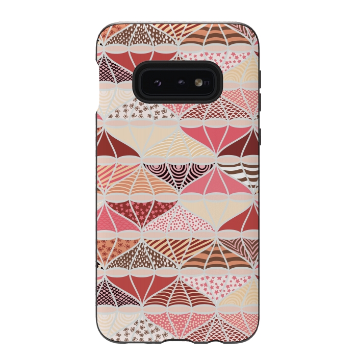 Galaxy S10e StrongFit April Showers Bring Brollies - Pink and Cream by Paula Ohreen