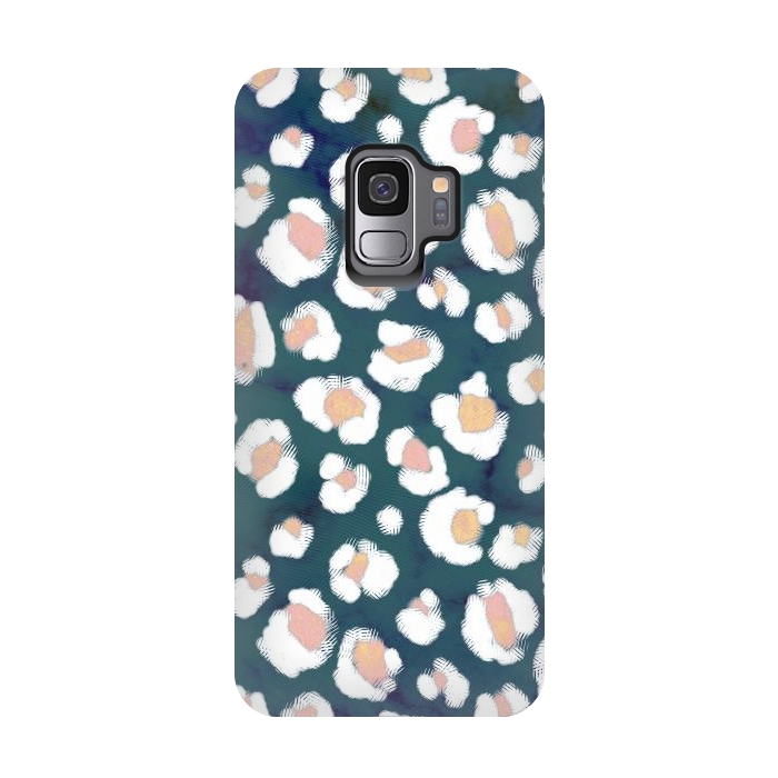 Galaxy S9 StrongFit Rose gold white brushed leopard print by Oana 