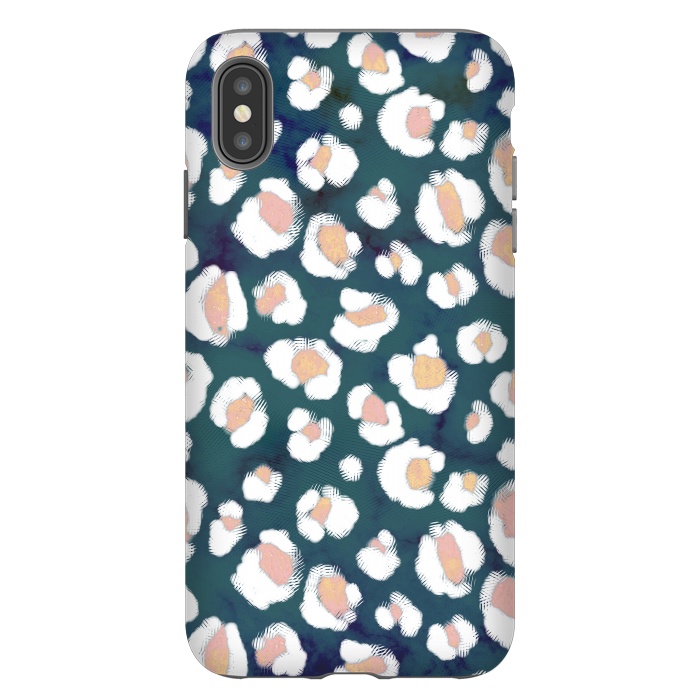iPhone Xs Max StrongFit Rose gold white brushed leopard print by Oana 