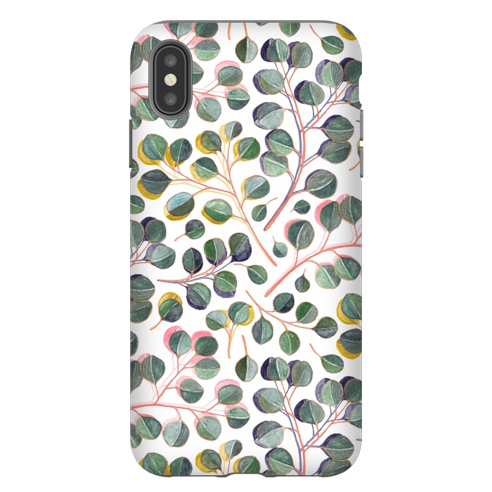 iPhone Xs Max StrongFit Simple Silver Dollar Eucalyptus Leaves by Micklyn Le Feuvre