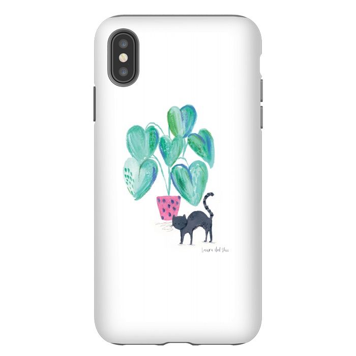 iPhone Xs Max StrongFit Black cat and house plant painting by lauradidthis