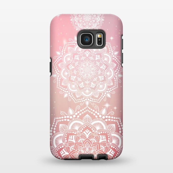 Galaxy S7 EDGE StrongFit Pink flower mandalas by Jms