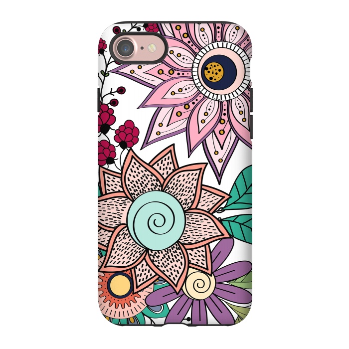 iPhone 7 StrongFit Stylish floral doodles vibrant design by InovArts