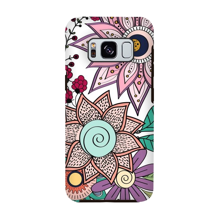 Galaxy S8 StrongFit Stylish floral doodles vibrant design by InovArts