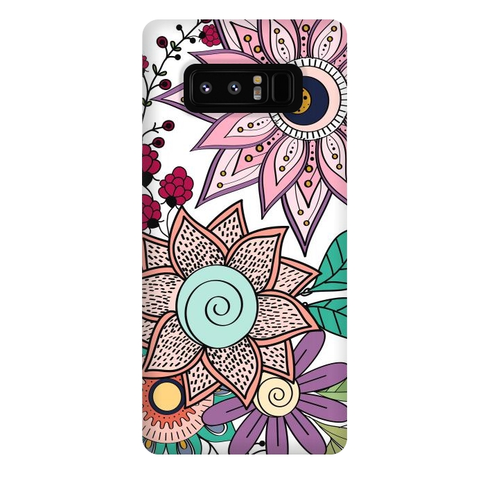 Galaxy Note 8 StrongFit Stylish floral doodles vibrant design by InovArts
