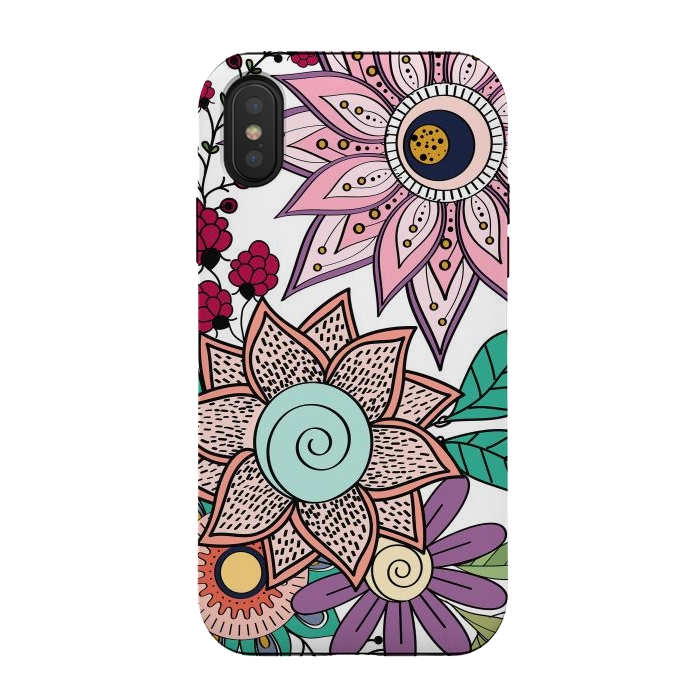 iPhone Xs / X StrongFit Stylish floral doodles vibrant design by InovArts