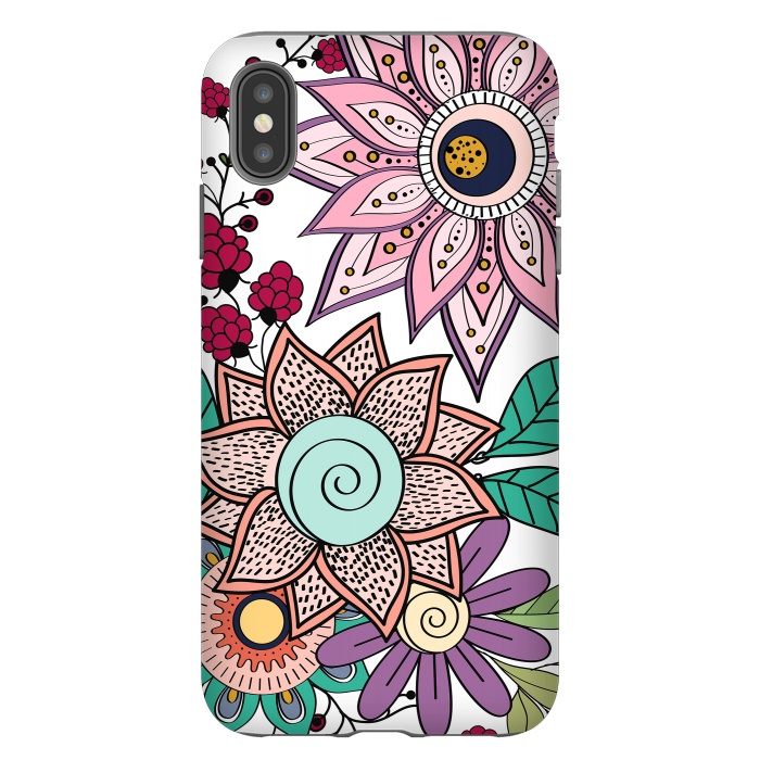 iPhone Xs Max StrongFit Stylish floral doodles vibrant design by InovArts