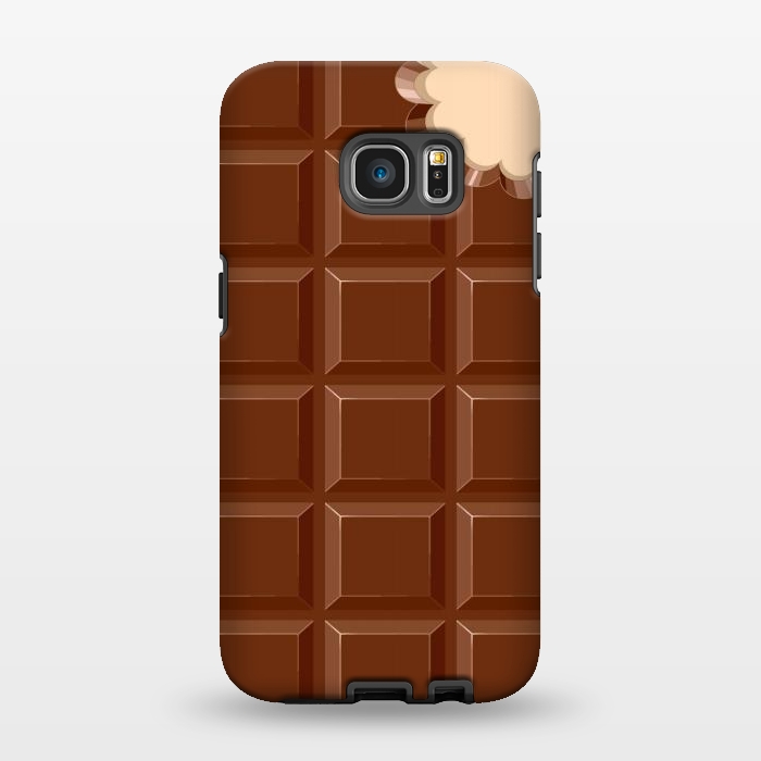 Galaxy S7 EDGE StrongFit Chocolate Sweet Bar with a bite out of the corner by BluedarkArt