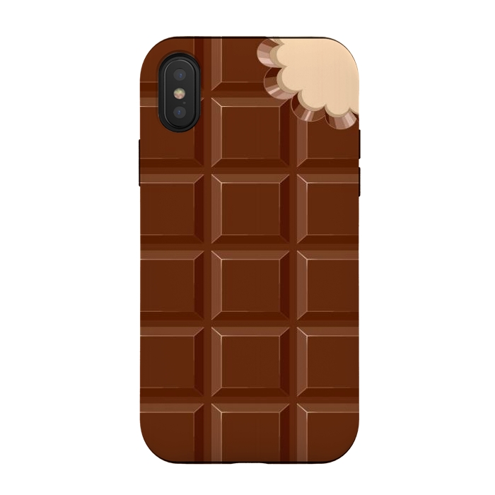 iPhone Xs / X StrongFit Chocolate Sweet Bar with a bite out of the corner by BluedarkArt