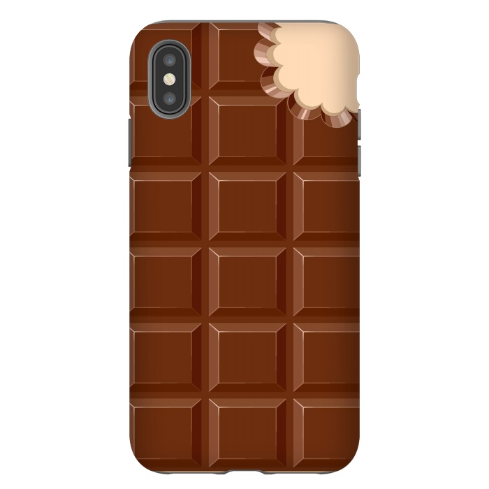 iPhone Xs Max StrongFit Chocolate Sweet Bar with a bite out of the corner by BluedarkArt