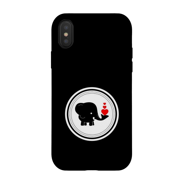 iPhone Xs / X StrongFit elephant with hearts by TMSarts