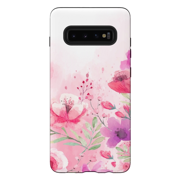 Galaxy S10 plus StrongFit pink floral print by MALLIKA
