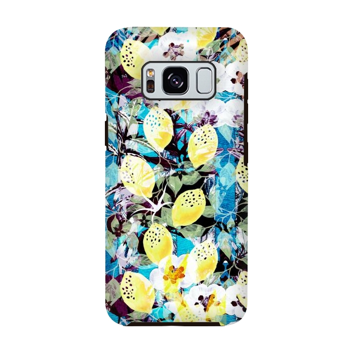 Galaxy S8 StrongFit Lemons and white flowers watercolor illustration by Oana 