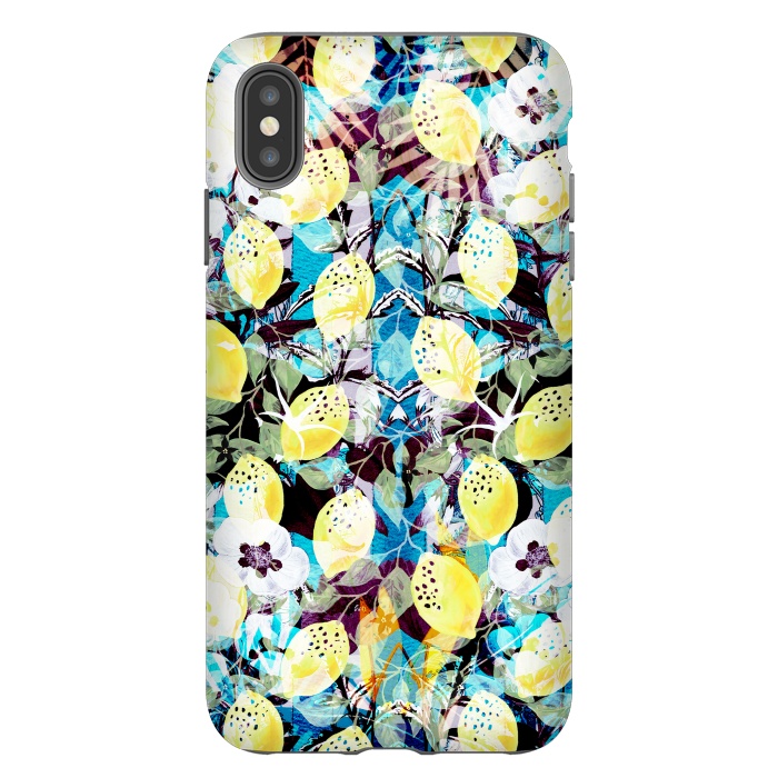 iPhone Xs Max StrongFit Lemon tree with white flowers watercolor pattern by Oana 