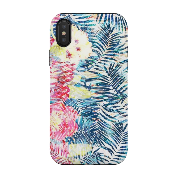 iPhone Xs / X StrongFit Colorful tropical leaves hawaiian bouquet by Oana 