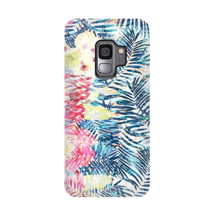 Galaxy S9 StrongFit Colorful tropical leaves hawaiian bouquet by Oana 