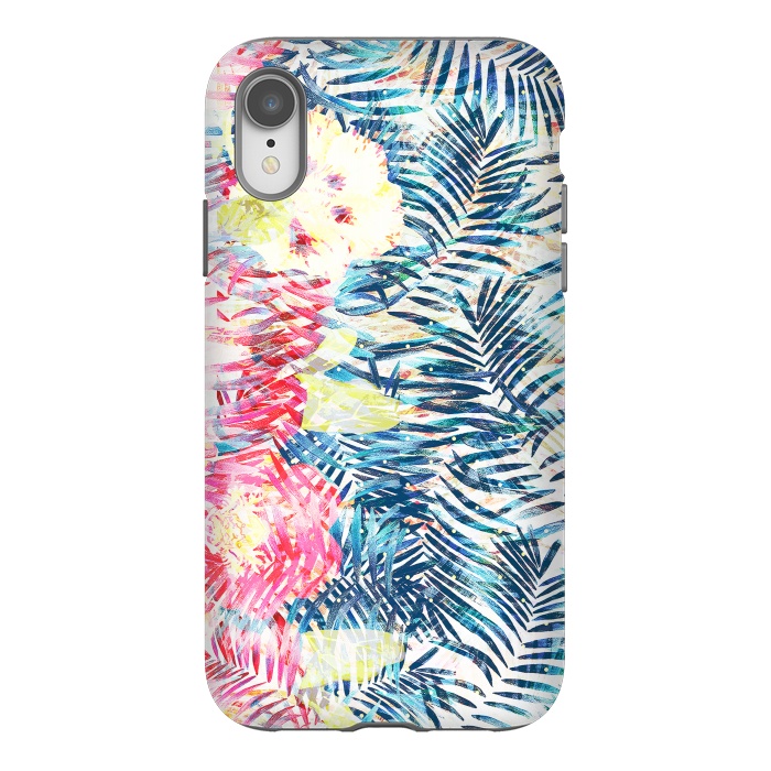 iPhone Xr StrongFit Colorful tropical leaves hawaiian bouquet by Oana 