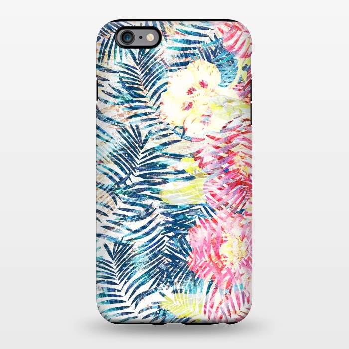 iPhone 6/6s plus StrongFit Tropical palm leaves and colorful flowers by Oana 