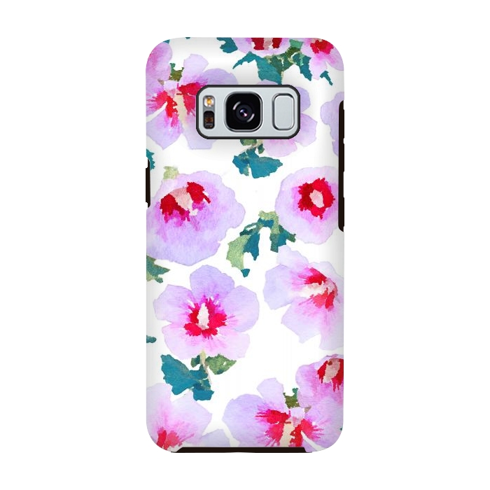 Galaxy S8 StrongFit Rose of Sharon watercolor flowers by Oana 