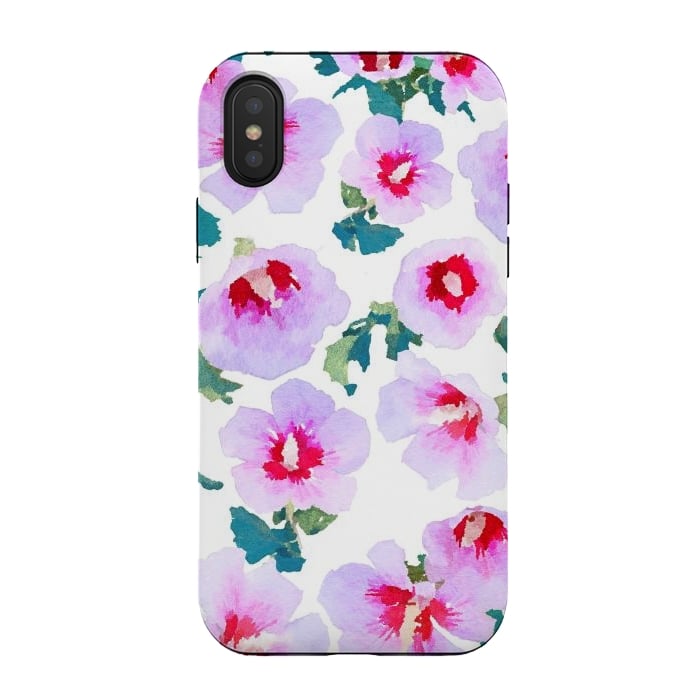 iPhone Xs / X StrongFit Rose of Sharon watercolor flowers by Oana 