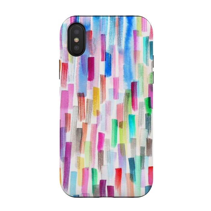 iPhone Xs / X StrongFit Colorful Brushstrokes Multicolored by Ninola Design