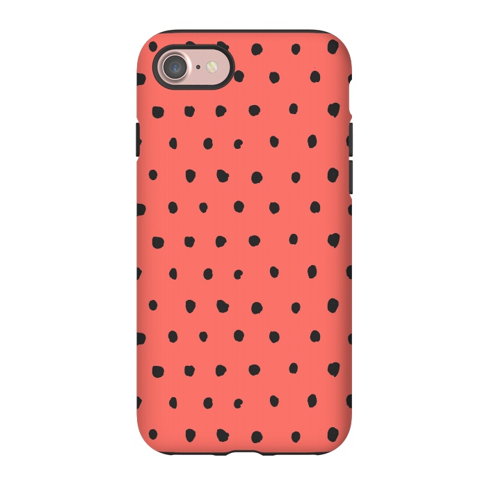 iPhone 7 StrongFit Artsy Dots Living Coral by Ninola Design