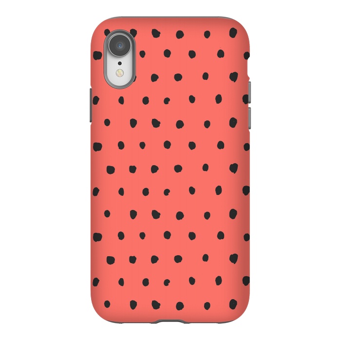 iPhone Xr StrongFit Artsy Dots Living Coral by Ninola Design