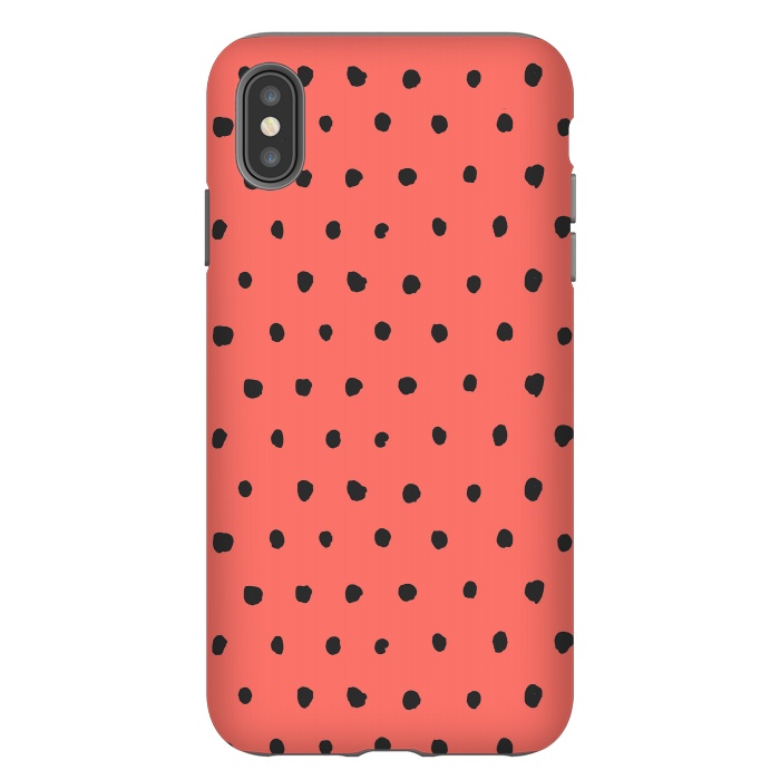 iPhone Xs Max StrongFit Artsy Dots Living Coral by Ninola Design