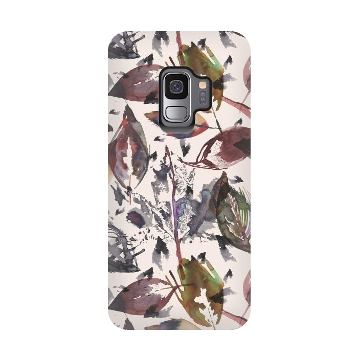 Galaxy S9 StrongFit Trendy Autumn Leaves by Ninola Design
