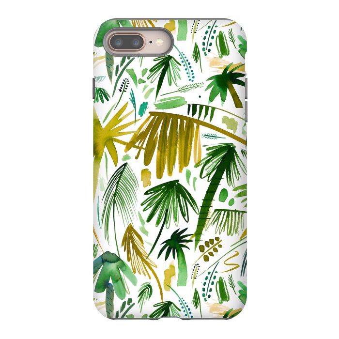 iPhone 7 plus StrongFit Brushstrokes Tropical Palms by Ninola Design