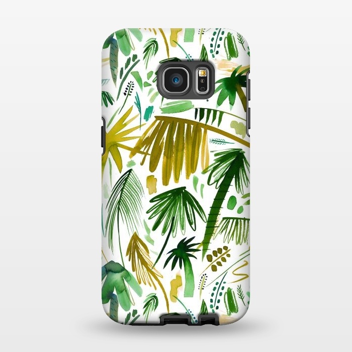 Galaxy S7 EDGE StrongFit Brushstrokes Tropical Palms by Ninola Design