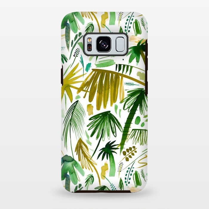 Galaxy S8 plus StrongFit Brushstrokes Tropical Palms by Ninola Design