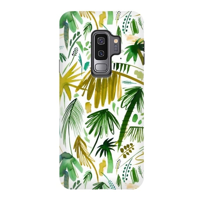 Galaxy S9 plus StrongFit Brushstrokes Tropical Palms by Ninola Design