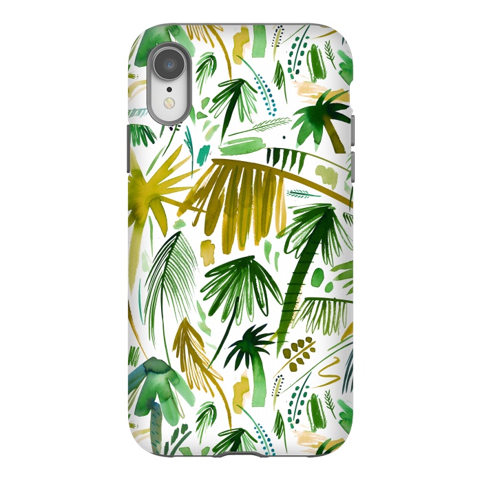 iPhone Xr StrongFit Brushstrokes Tropical Palms by Ninola Design