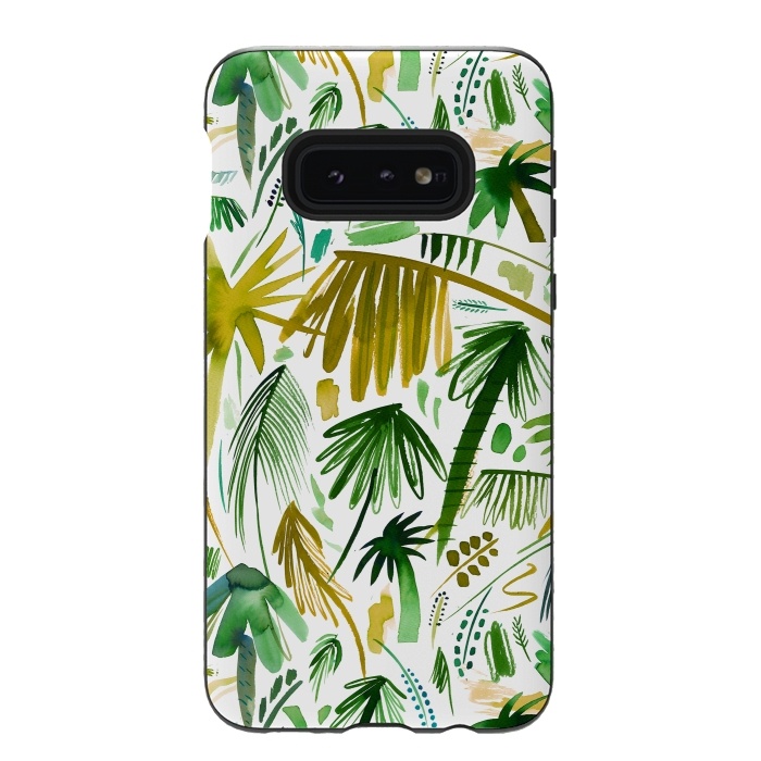 Galaxy S10e StrongFit Brushstrokes Tropical Palms by Ninola Design