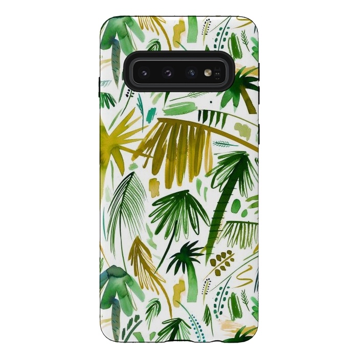 Galaxy S10 StrongFit Brushstrokes Tropical Palms by Ninola Design